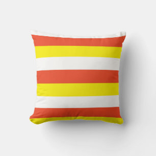 Coussin Rayures de Halloween bonbons blancs orange et jaun