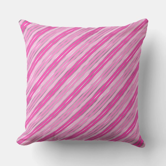 Coussin Rayures de Noël en feuille d'aluminium rose et arg (Recto)