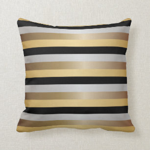 Coussin Rayures de noir, de bronze, d'argent et d'or