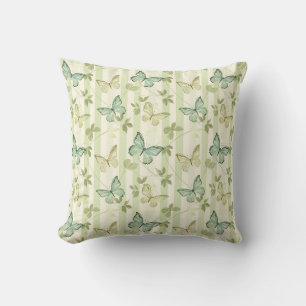 Coussin Rayures de papillon Décoration verte pour la maiso