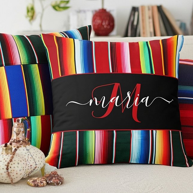 Coussin rayures de serape colorées personnalisées (Créateur téléchargé)