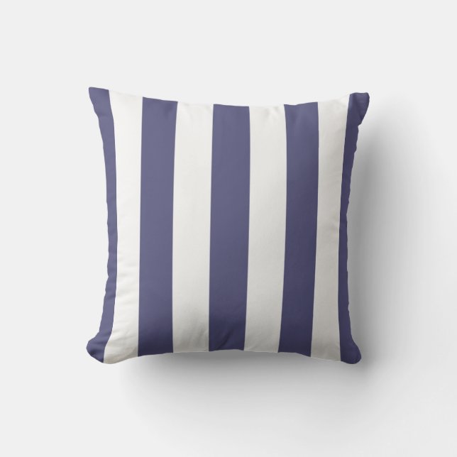 Coussin Rayures de store bleu marine et blanc (Recto)