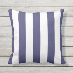 Coussin Rayures de store bleu marine et blanc