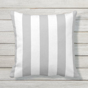 Coussin Rayures de store gris et blanc