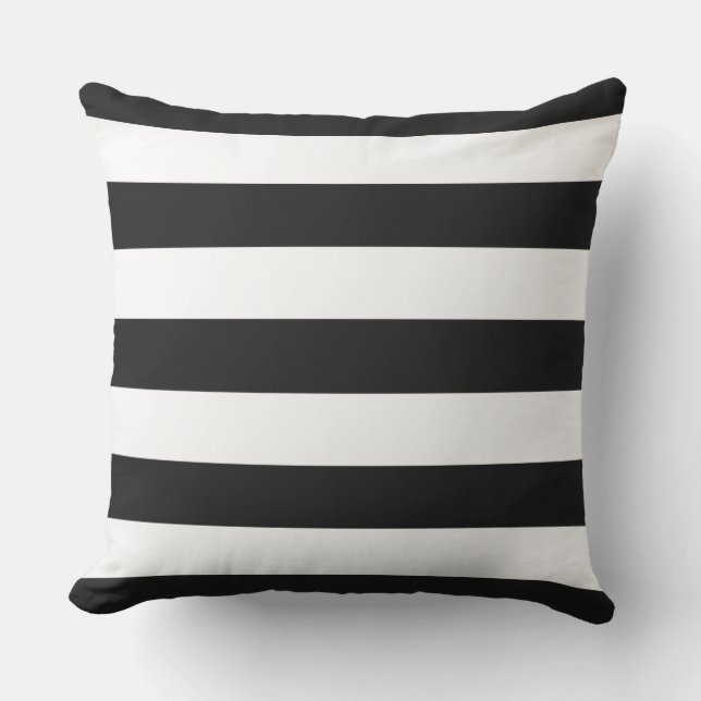 Coussin Rayures de store noir et blanc (Recto)