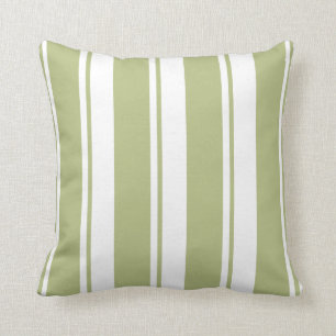 Coussin Rayures de vert sauge et de blanc