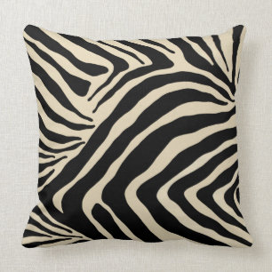 Coussin Rayures de zèbre avec l'inverse noir