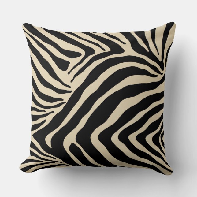 Coussin Rayures de zèbre avec l'inverse noir (Recto)