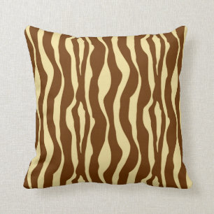 Coussin Rayures de zèbre - brun chocolat et chameau Tan
