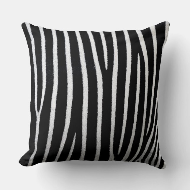 Coussin Rayures de zèbre noir et blanc (Recto)