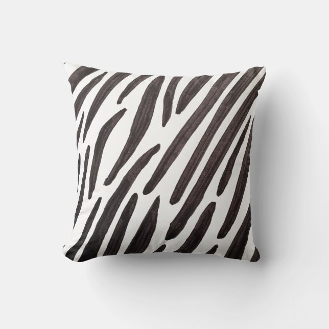 Coussin Rayures de zèbre noir et blanc (Recto)