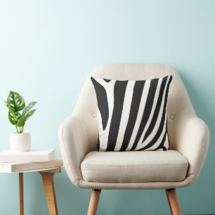 Coussin Rayures de zèbre noir et blanc