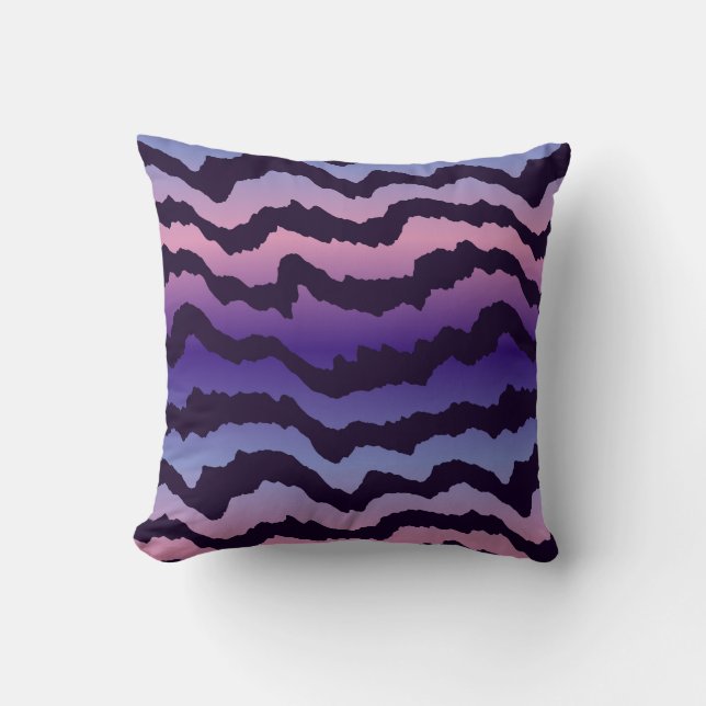 Coussin rayures de zèbre rose violet et bleu (Recto)