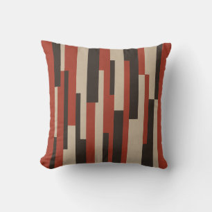 Coussin Rayures décalées brun rouille ivoire