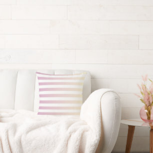 Coussin Rayures dégradées de rose et de vanille féminines