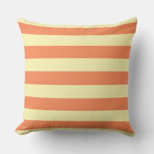 Coussin Rayures d'été jaune et corail