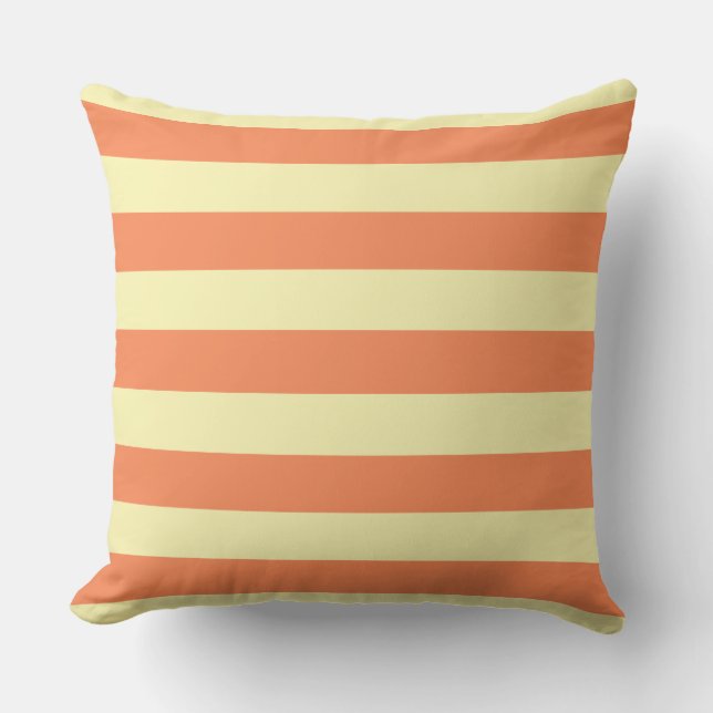 Coussin Rayures d'été jaune et corail (Recto)