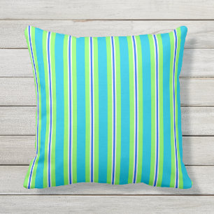 Coussin Rayures d'été - vert de turquoise et de chaux