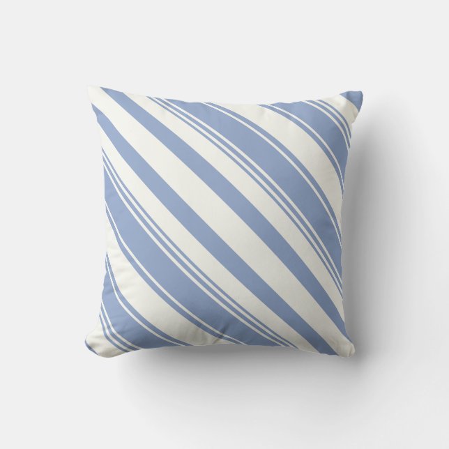 Coussin Rayures diagonales bleues de sérénité (Recto)
