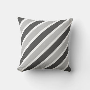 Coussin Rayures Diagonales Gris Monochrome Lancer l'oreill