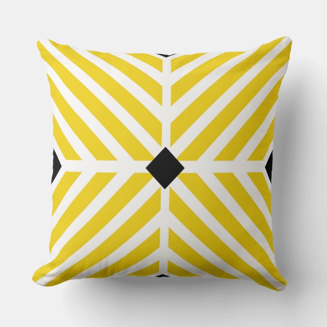 Coussin Rayures diagonales jaunes (Recto)