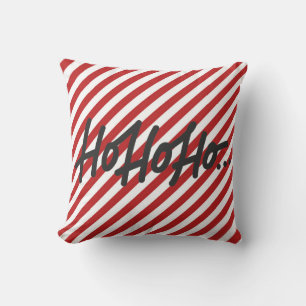 Coussin Rayures diagonales rouges et blanches Fête de Noël