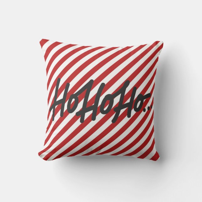 Coussin Rayures diagonales rouges et blanches Fête de Noël (Recto)