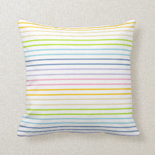 Coussin Rayures en pastel décrites d'arc-en-ciel