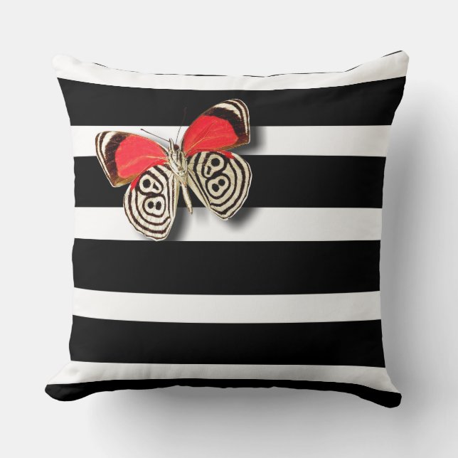 Coussin Rayures et papillons (Recto)