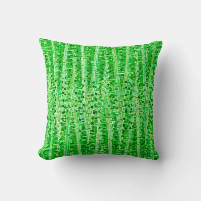 Coussin Rayures et pointes satinées Abstraites, Vert citro (Recto)