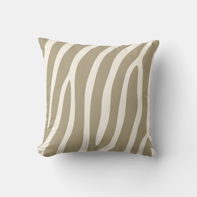 Coussin Rayures exotiques de zèbre dans kaki léger (Recto)