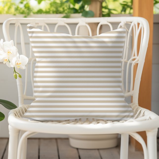 Coussin Rayures fines horizontales beige sable blanc (Créateur téléchargé)