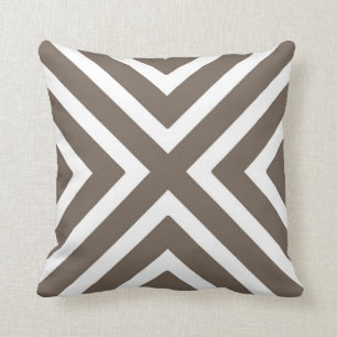 Coussin Rayures géométriques chics dans le Taupe et le