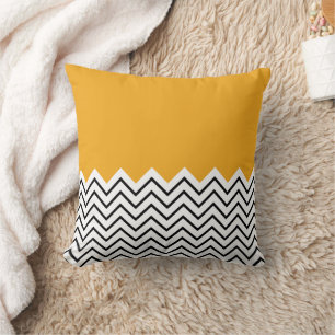 Coussin Rayures géométriques jaunes et noires
