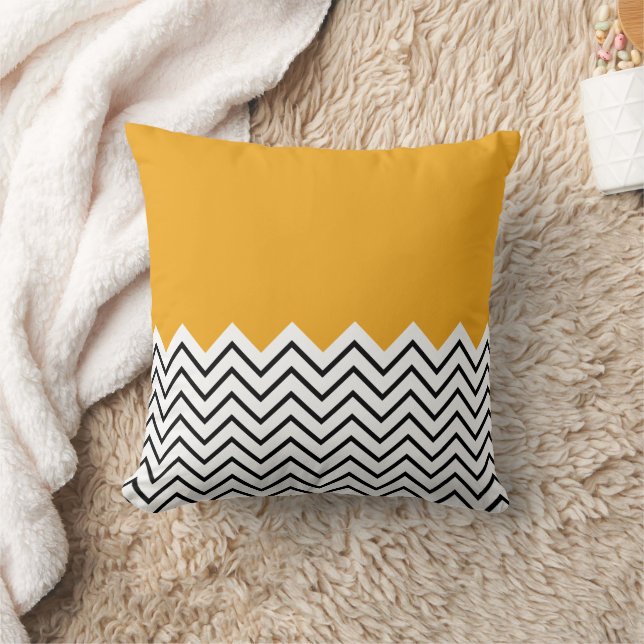 Coussin Rayures géométriques jaunes et noires (Couverture)