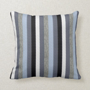 Coussin Rayures grises et bleues classiques