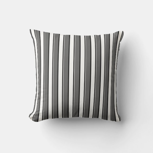 Coussin Rayures grises et noires sur fond blanc (Recto)