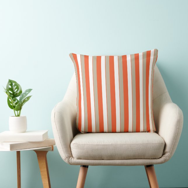 Coussin Rayures grises orange  (Chaise)
