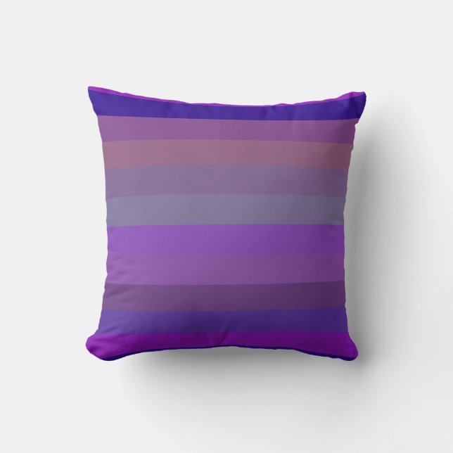 Coussin Rayures horizontales Deep Purple et lavande (Recto)
