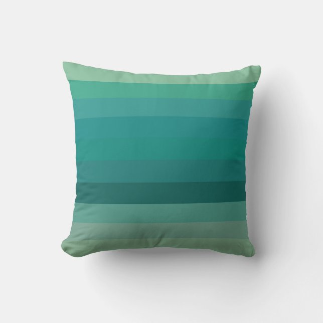 Coussin Rayures horizontales ombrées sarcelle sereine (Recto)