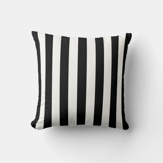 Coussin Rayures Intemporelles Noir & Blanc (Recto)