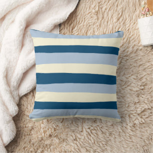 Coussin Rayures irrégulières - Bleu foncé, Bleu clair et C