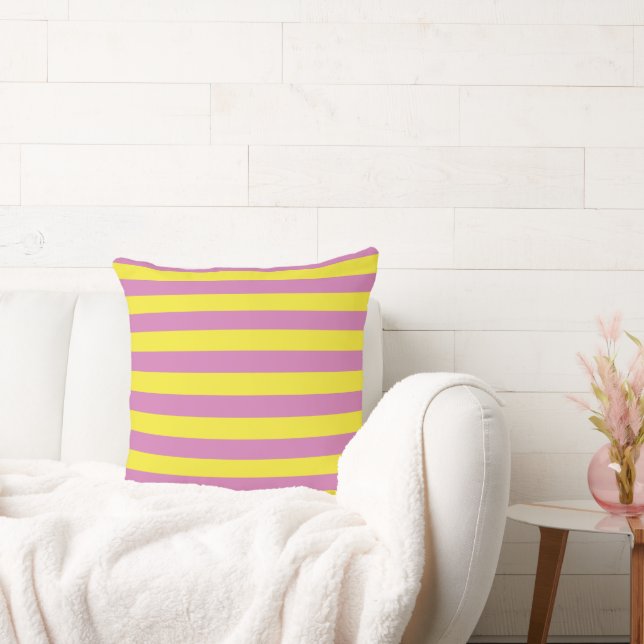 Coussin Rayures Jaune Rose (Canapé)