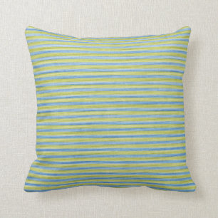 Coussin Rayures jaunes et bleues