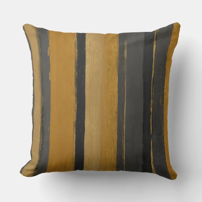 Coussin rayures jaunes et grises (Recto)