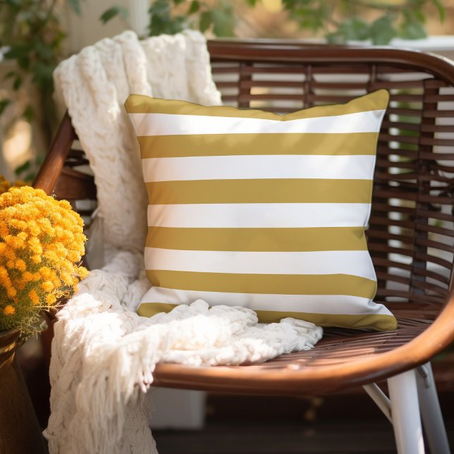 Coussin Rayures jaunes moutarde et blanches (Créateur téléchargé)