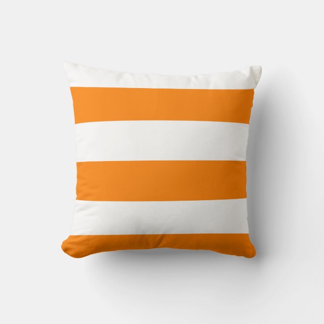 Coussin Rayures larges - blanc et orange (Recto)