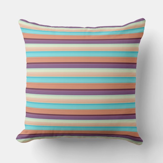 Coussin Rayures marron bleues mignonnes  (Recto)