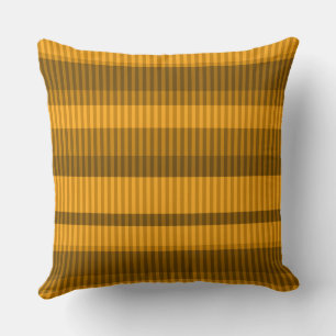 Coussin rayures marron jaune monochrome