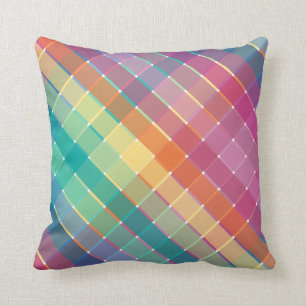 Coussin Rayures multicolores de plaid d'arc-en-ciel color